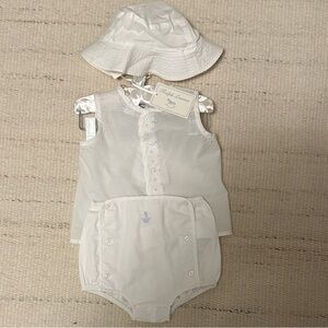 Ralph Lauren 3-Piece Nautical White Baby Outfit Set 9m NWT